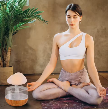 Humidificateur de pluie diffuseur d'huile essentielle pour la maison avec lumière LED 7 couleurs